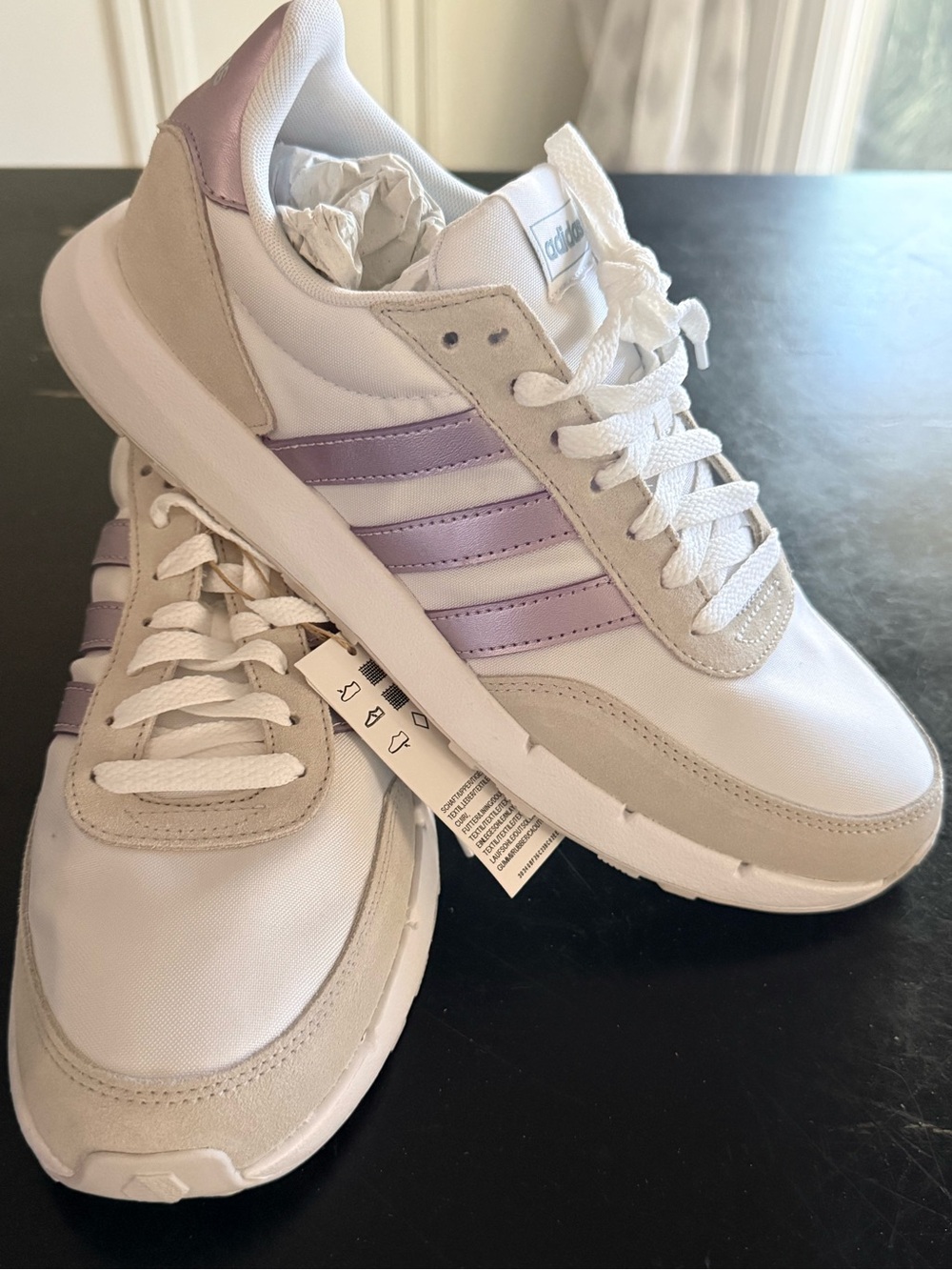 adidas Women's White and Lavender Retro-Inspired Sneakers